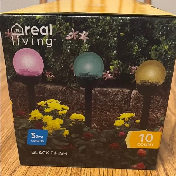 Real Living Solar Crackle Globe Light Set - Multicolor 10ct - Picture 2 of 4